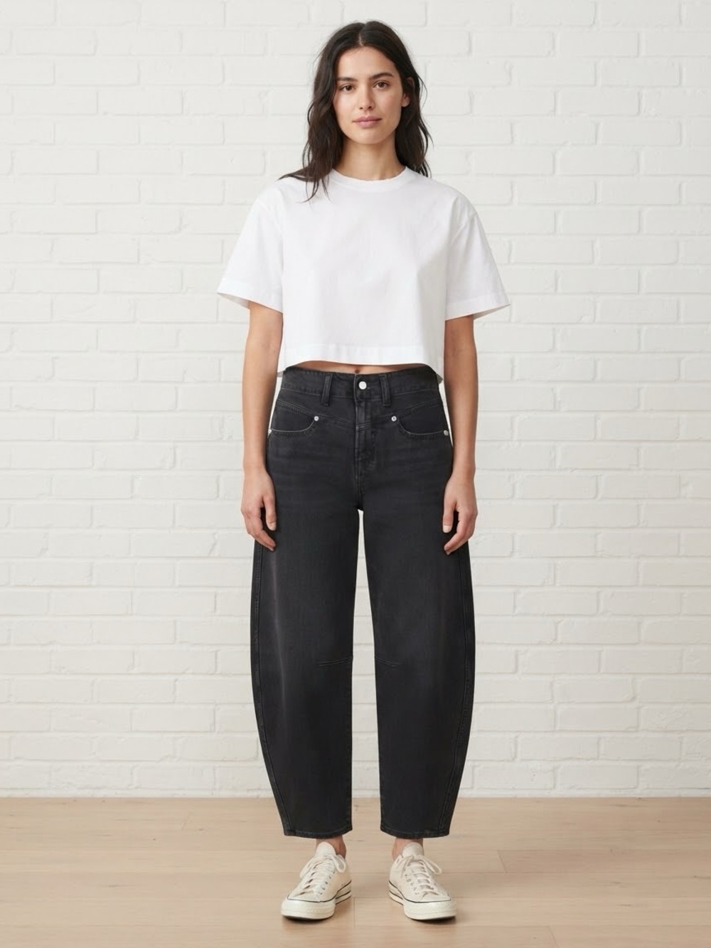 GAP Women's Barrel Jeans — Washed Black Denim
